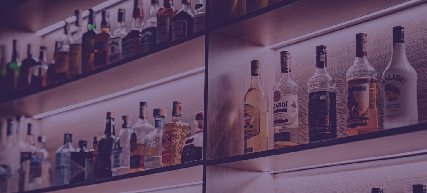 Bar shelf with bottles